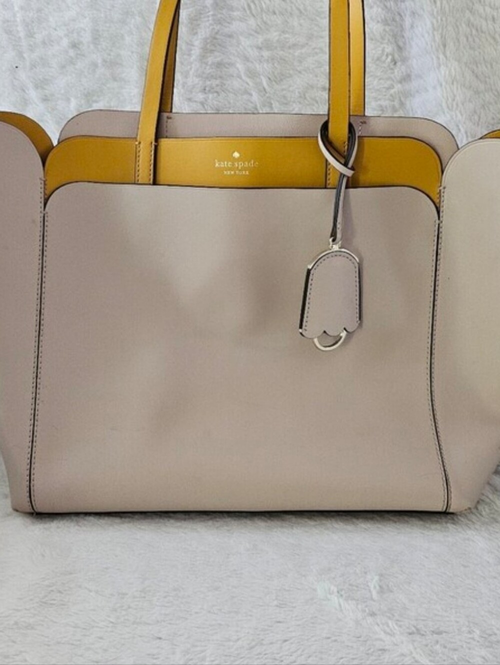 Kate Spade Beige Tote with Mustard Trim